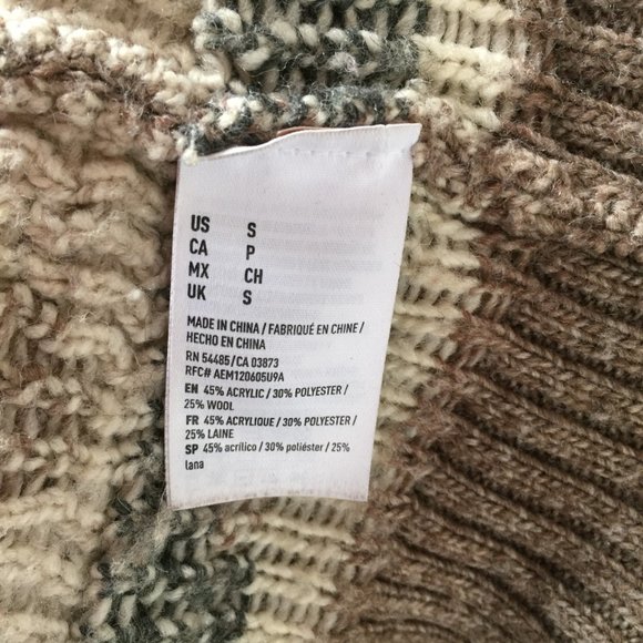 American Eagle Outfitters Mens Sweater Small Pullover Beige Tribal Aztec Wool - Picture 15 of 15